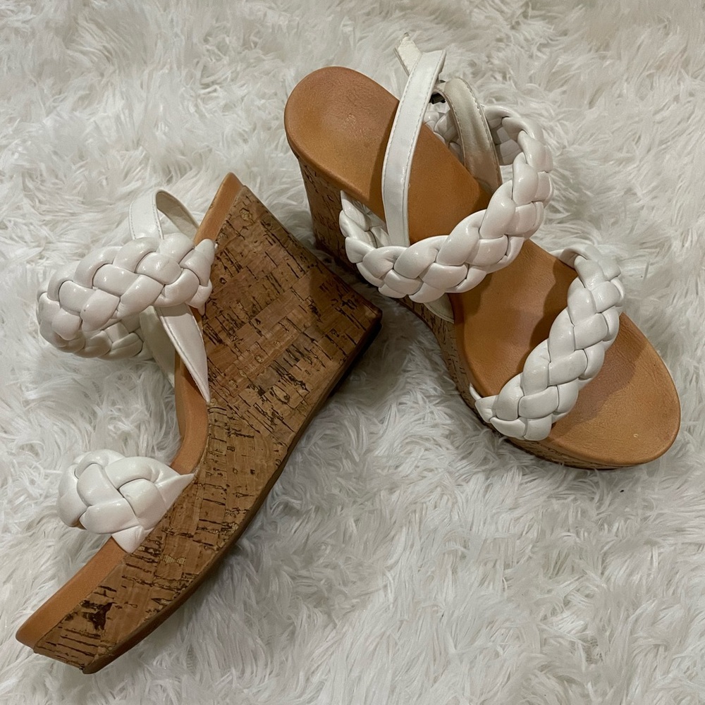 White braided wedges